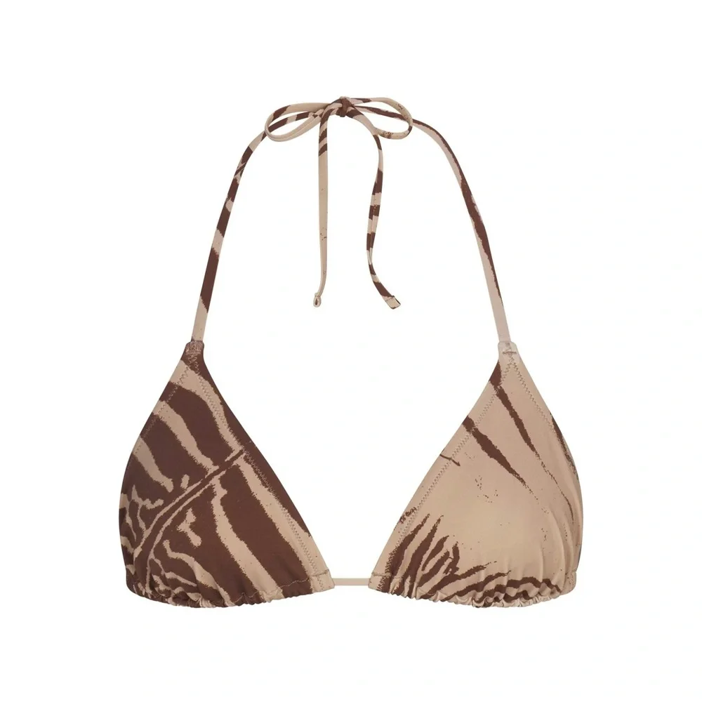 Skims X Roberto Cavalli Designer Perfect Triangle Tie Bikini Top Zebra NWT NWB